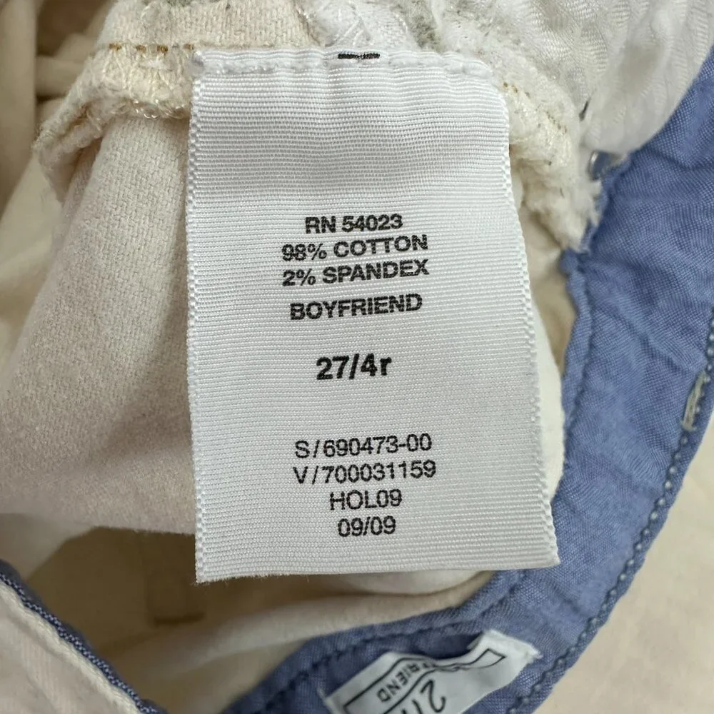 Gap Boyfriend Distressed Women's size 4 Cream Denim‎ Jeans